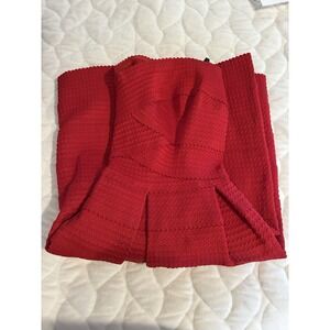 B Darlin Juniors Red Strapless A-Line Fit & Flare Dress Striped Party Prom-13/14